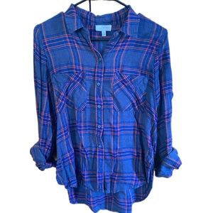 Lucky Brand Blue and Red Plaid Button Down
